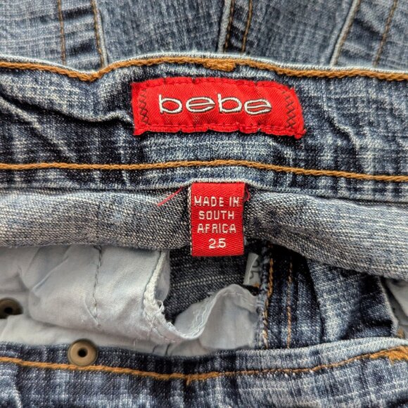 Bebe Size 25 Vintage Skinny Stretch Jeans Rouched leg - Picture 8 of 8
